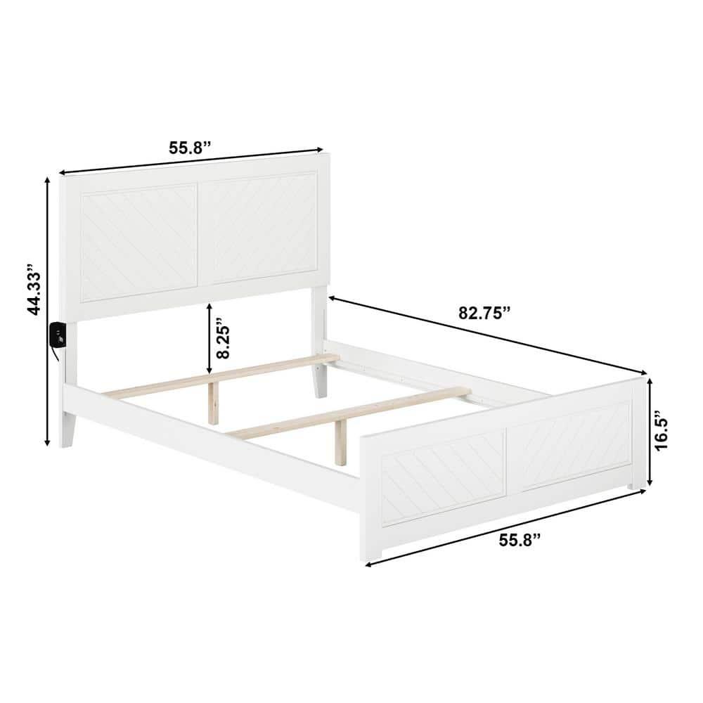 AFI Canyon White Solid Wood Foundation Bed Frame with Matching Footboard, Full