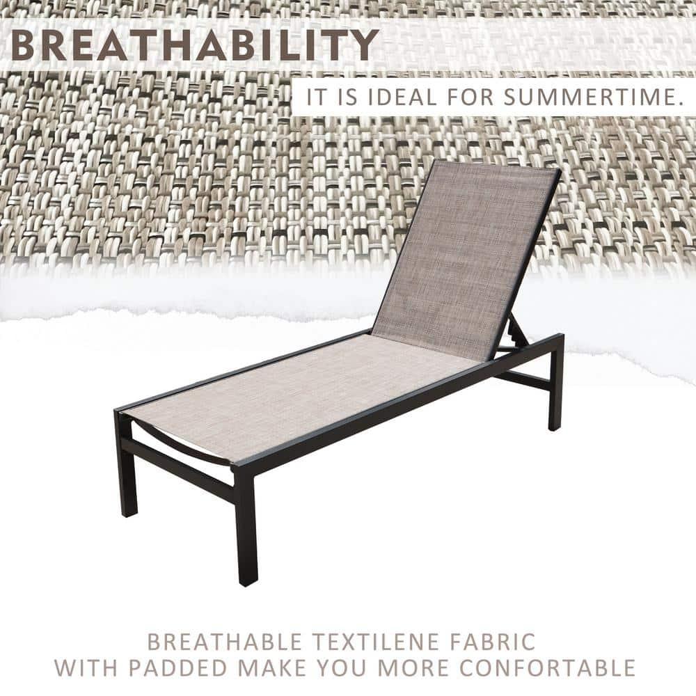 Kozyard 2 Packs Chaise Lounge Outdoor Aluminum Chaise Lounge Flat Comfortable Patio Chair