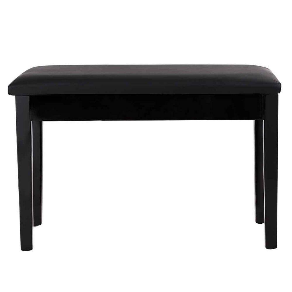 Tangkula PU Leather Piano Bench Solid Wood Padded Double Duet Keyboard Seat w/ Storage Box Black
