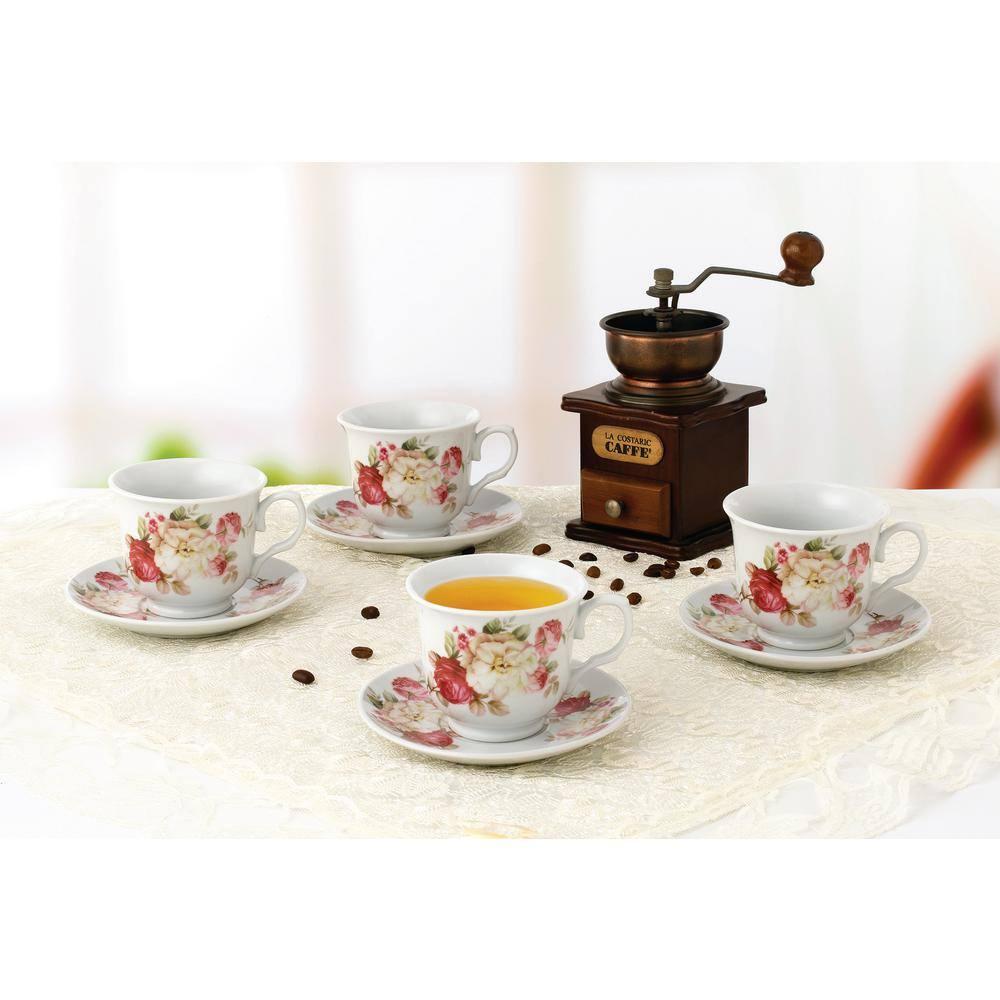 Lorren Home Trends Lorren Home Trends 4 Piece Teacup & Saucer Set