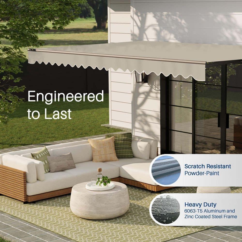 Retractable Home Patio Awning | Deck Canopy |UV Protection Sunshade | Manual Black Frame | Upgraded 2024