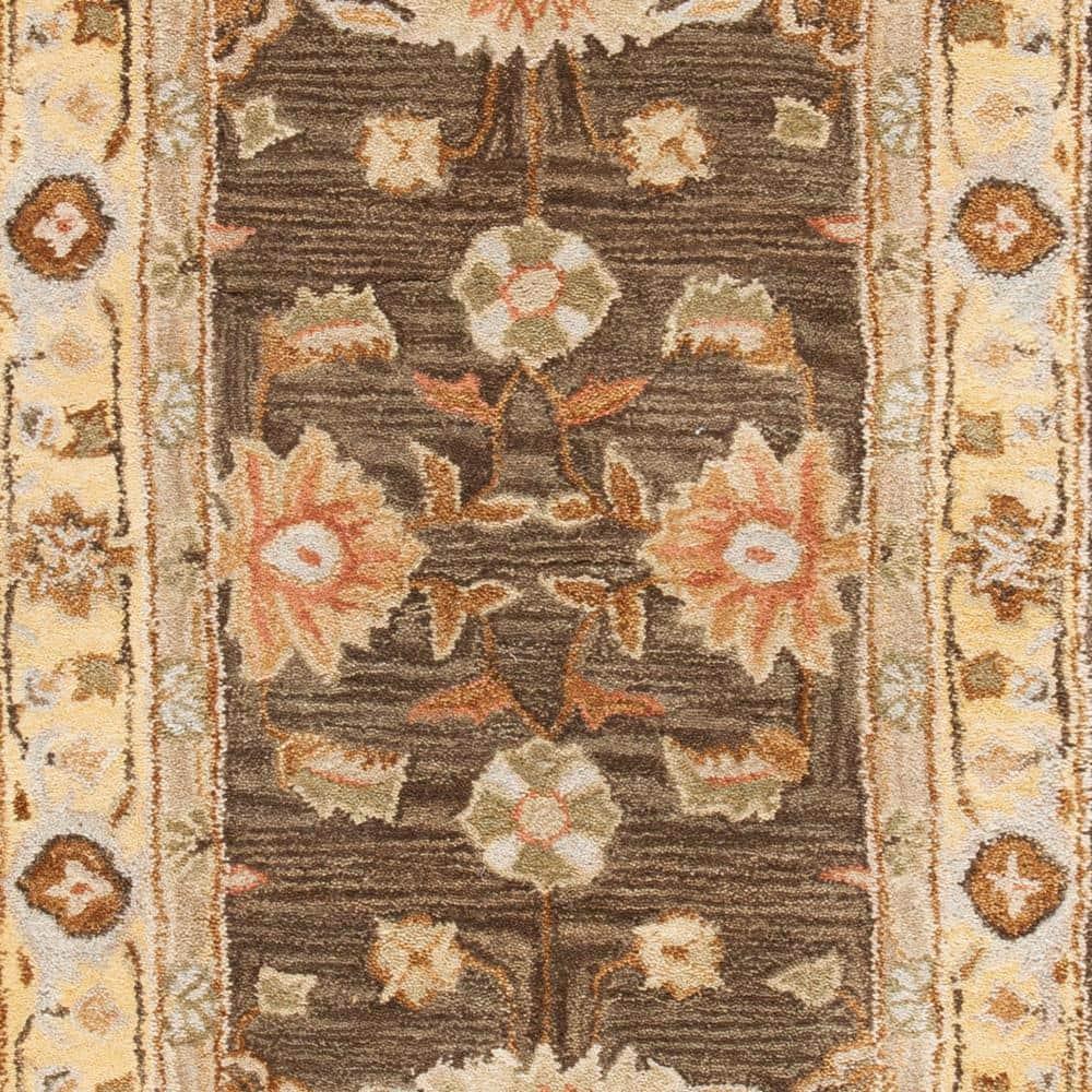 SAFAVIEH Anatolia Sherman Floral Wool Runner Rug, Brown/Taupe, 2'3" x 8'
