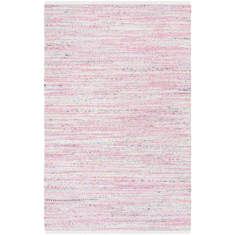Rag Rug RAR125 Hand Woven Indoor Area Rug - Light Pink/Multi - 6'x9' - Safavieh.