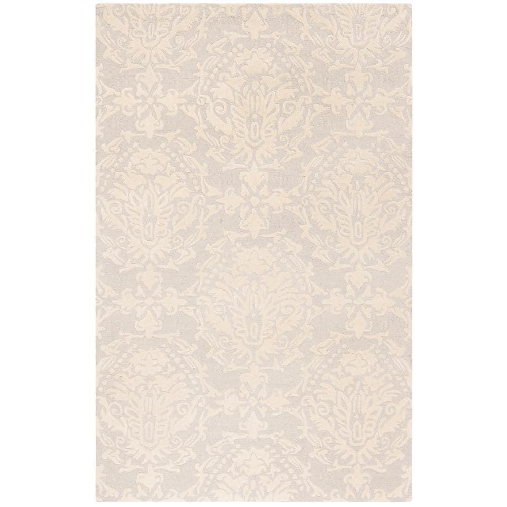 Blossom BLM107 Hand Tufted Indoor Area Rug - Light Grey/Ivory - 5'x8' - Safavieh