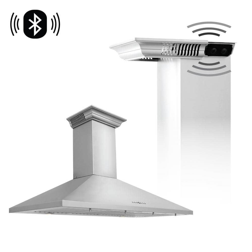 ZLINE 48 in. ZLINE CrownSound™Ducted Vent Wall Mount Range Hood in Stainless Steel W/ Bluetooth Speakers (KL2CRN-BT-48)