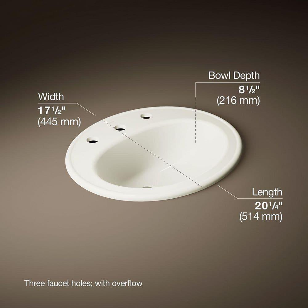 Pennington Ceramic Oval Drop-In Bathroom Sink with Overflow