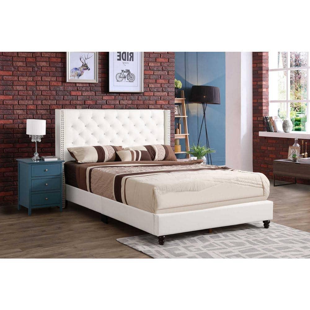 Julie White Tufted Upholstered Low Profile Queen Panel Bed