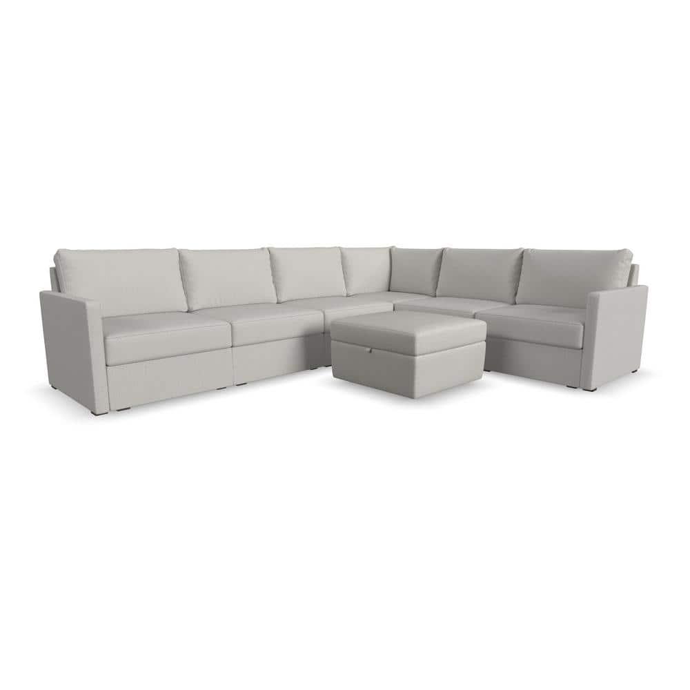 Flex 6 - Piece Upholstered Modular Sectional with Storage Ottoman