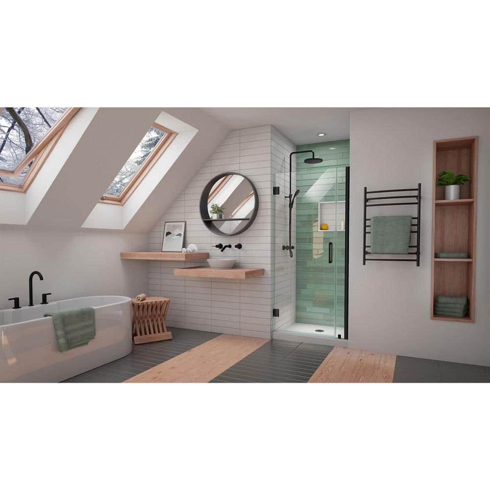 DreamLine Unidoor-LS 33-34 in. W x 72 in. H Frameless Hinged Shower Door in Satin Black