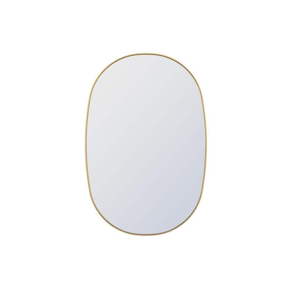 24x36 inch Oval Mirror, Brushed Gold Oval Wall Mirror, Metal Frame Pill Mirror, Gold Bathroom Mirrors for Over Sink, Entryway, Bedroom, Living Room(Horizontally or Vertically)