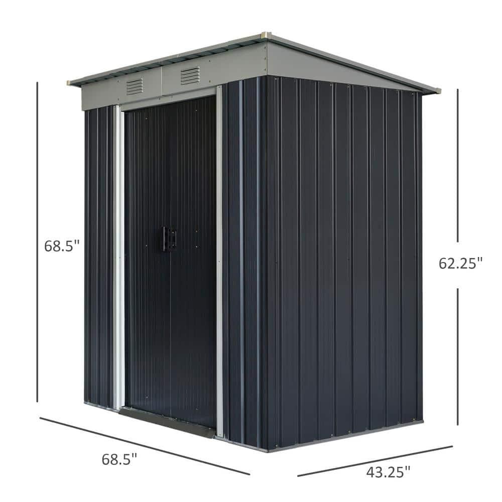 Outsunny 6' x 4' Metal Garden Shed, Backyard Tool Storage Shed with Dual Locking Doors, 2 Air Vents and Steel Frame, Black