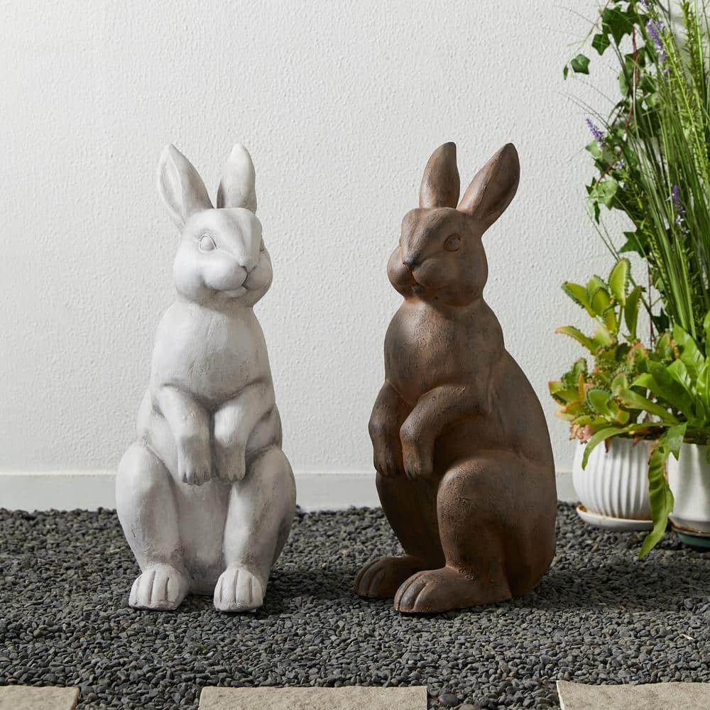 Glitzhome 22.75"H MGO White Standing Rabbit Statue