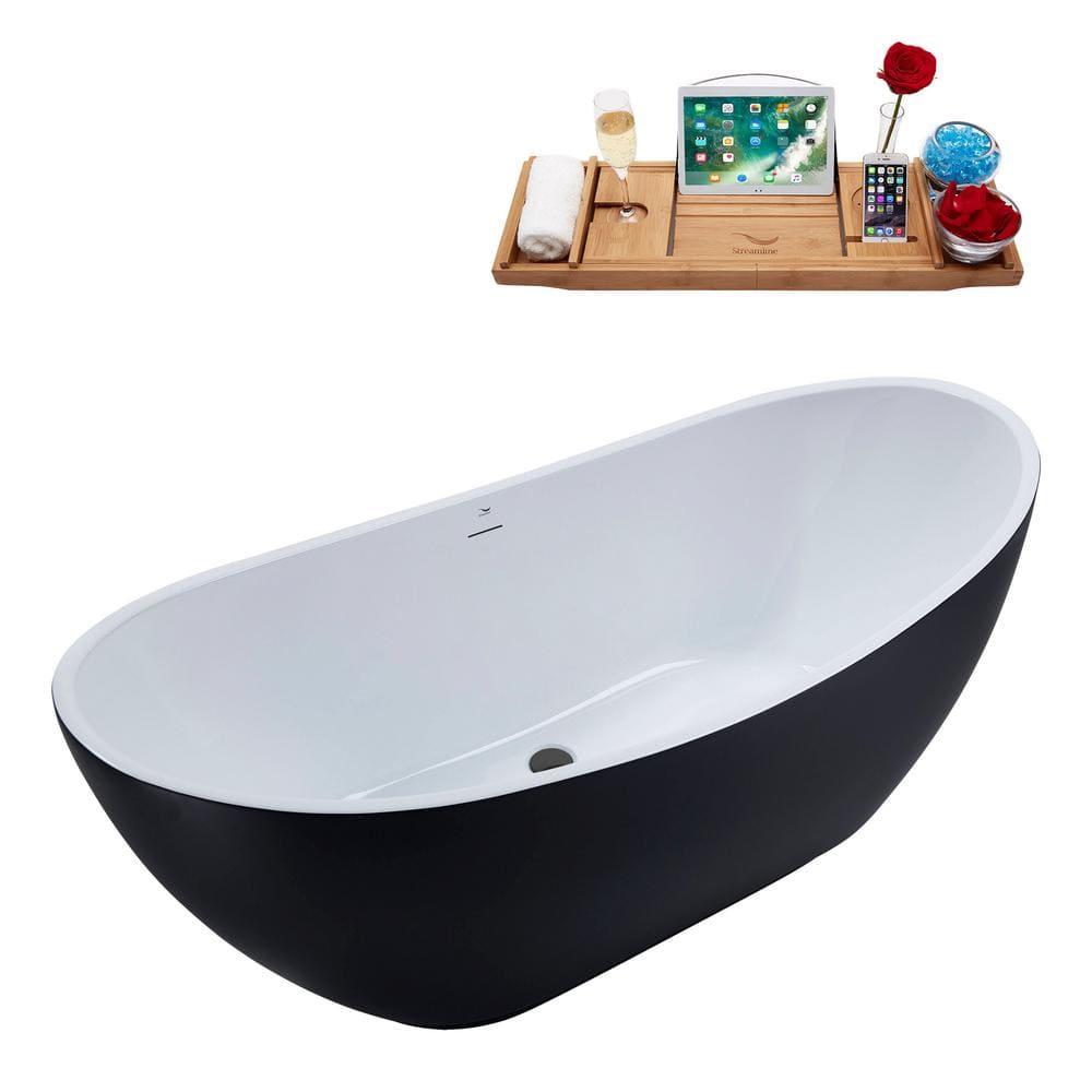 62.2'' x 28.3'' Freestanding Soaking Acrylic Bathtub
