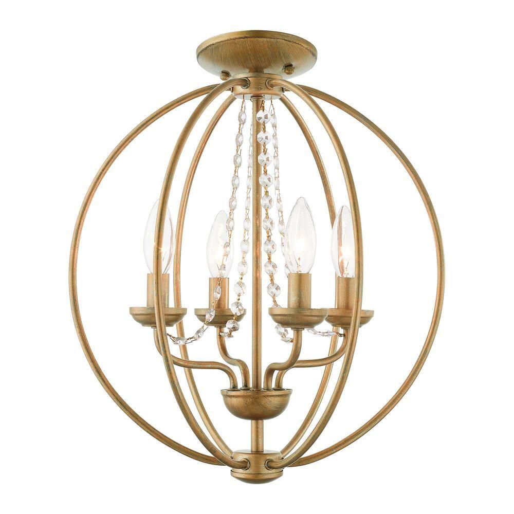 Livex Lighting Arabella 4 - Light Chandelier in  Antique Gold Leaf