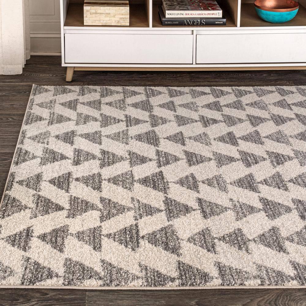8'x10' Aisha Moroccan Triangle Geometric  Area Rug, Cream/Gray - JONATHAN Y