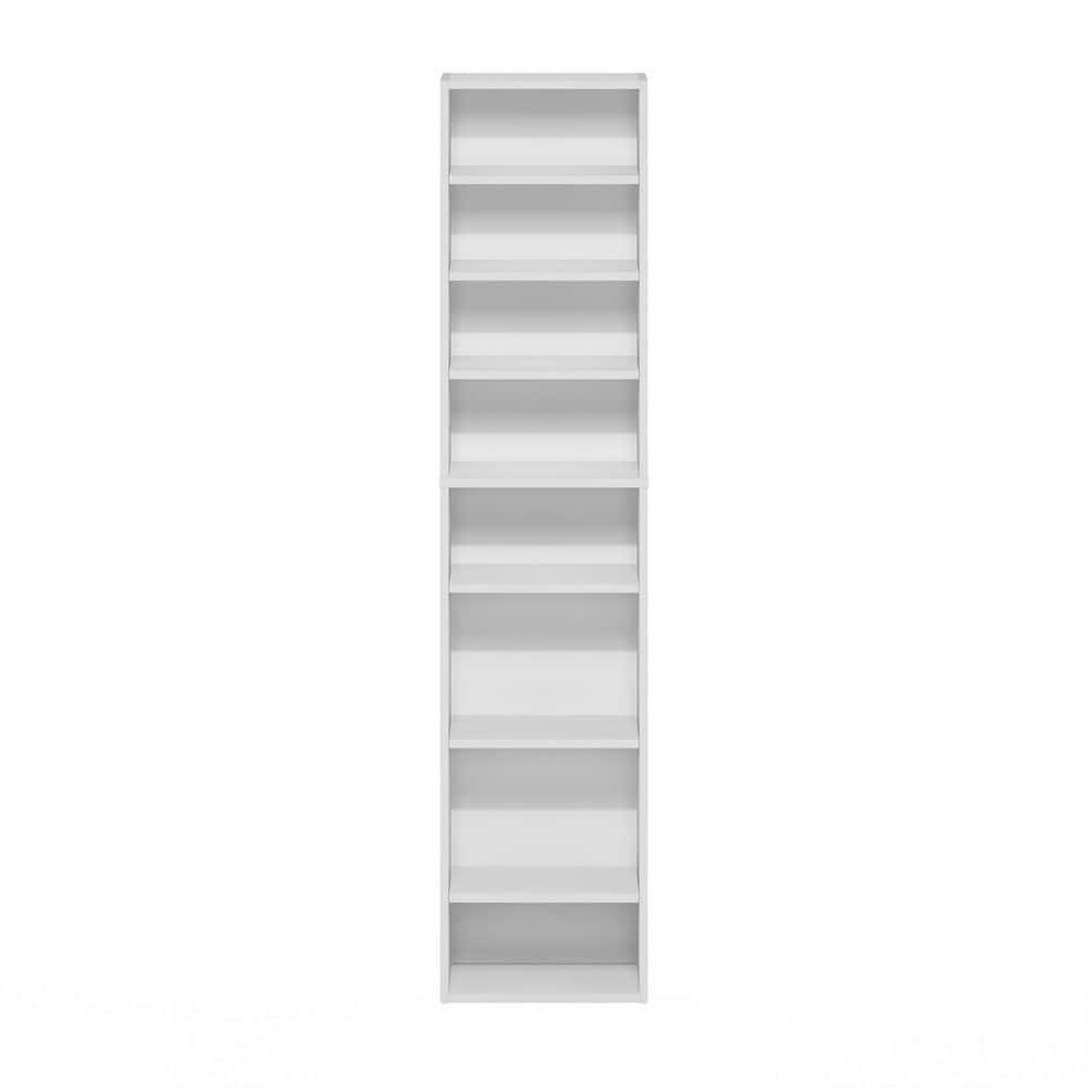 Furinno Indo 8-Tier Adjustable Shelves Multimedia Media Storage Tower Rack, White