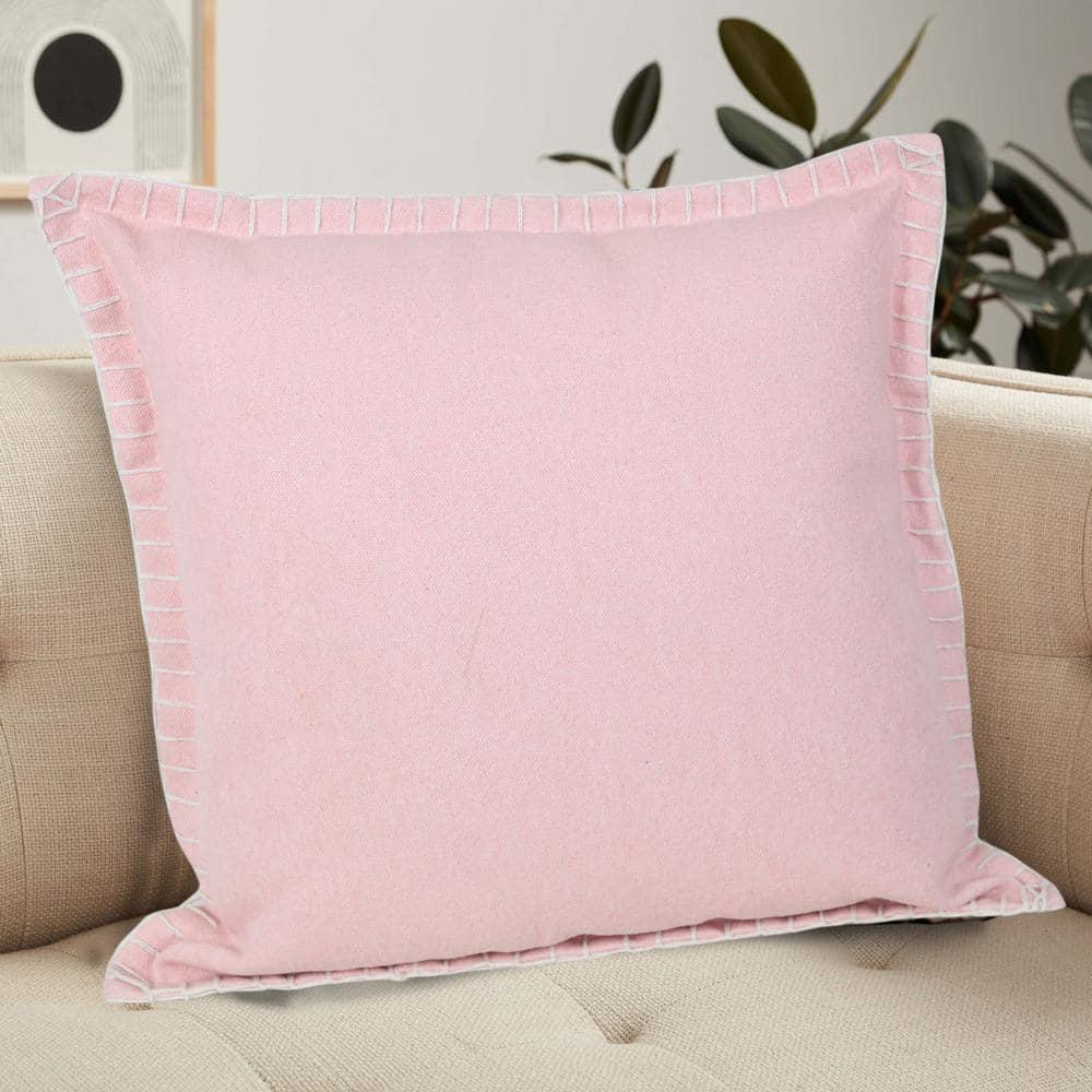 Ox Bay Wilma Set of 2 Pink Stitch Bordered 20" x 20" Cotton Adult Decorative Throw Pillows
