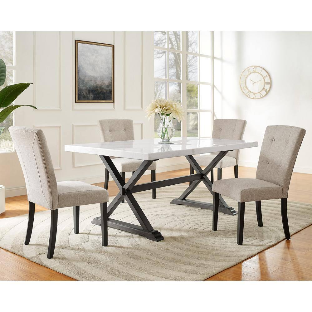Set of 2 Landon Tufted Upholstered Chair Set Taupe - Picket House Furnishings: Contemporary Polyester, Foam-Filled