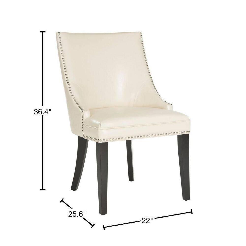 Afton 20"H Side Chair with Nail Heads (Set of 2) - Flat Cream - Safavieh