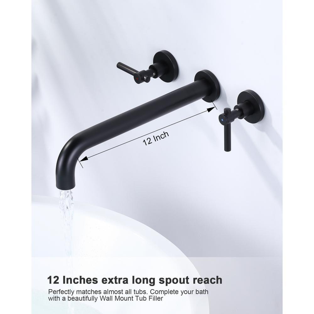 2-Handle 2-Hole Wall Mounted Bathroon Sink Faucet In Spot Resist (Valve Included)