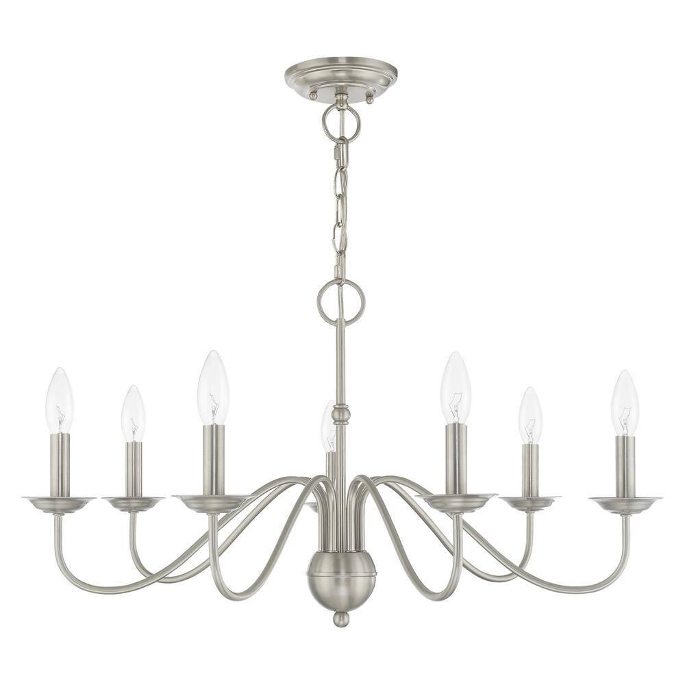 Elegant Windsor Brushed Nickel 7-Light Plug-in Chandelier
