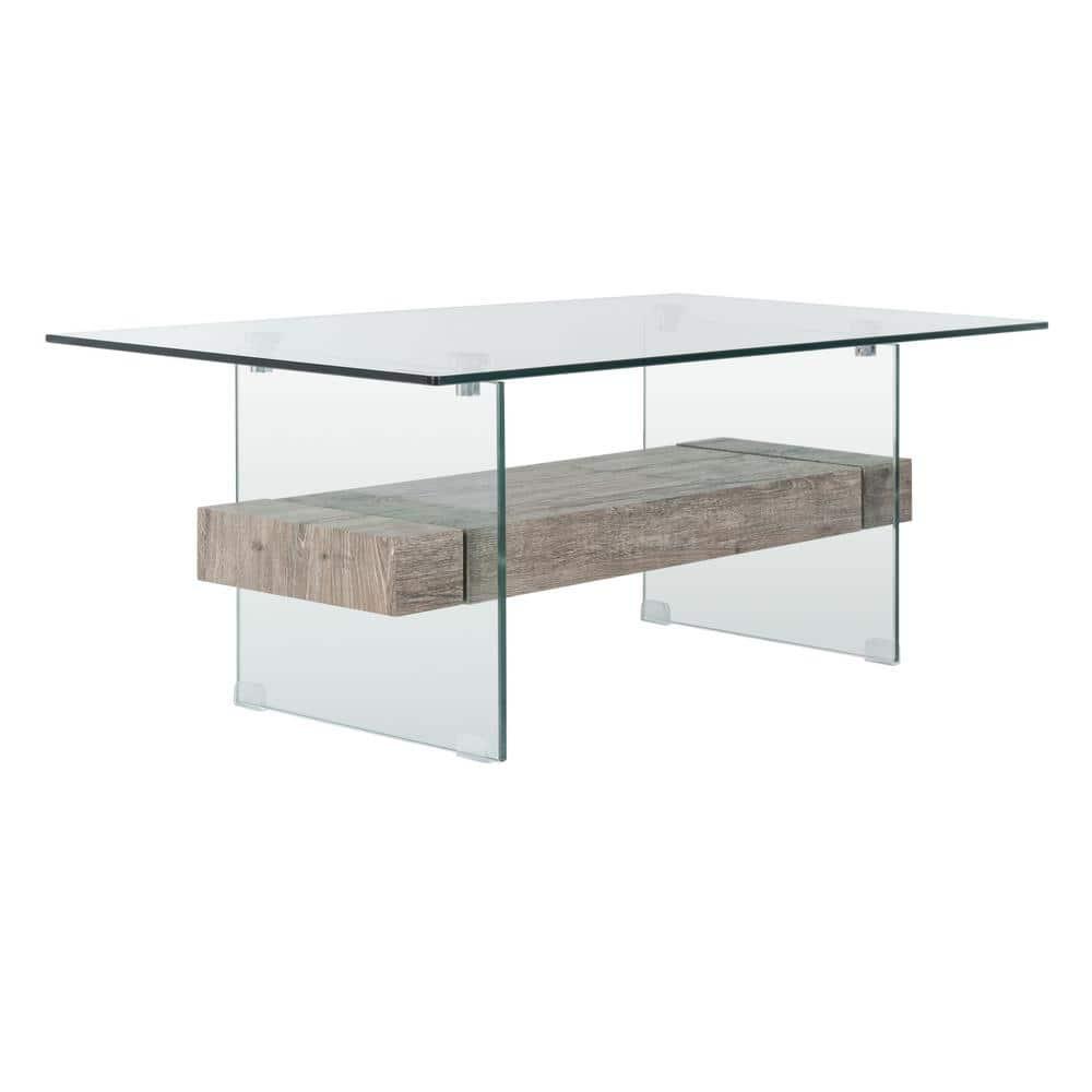 Kayley Coffee Table - Glass/Grey Oak - Safavieh