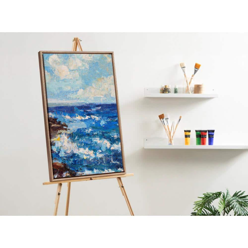 Kate & Laurel All Things Decor 23"x33" Sylvie Beaded Blank Vintage Framed Canvas Wall Art Gold: Transitional Style, Beaded Plastic Frame