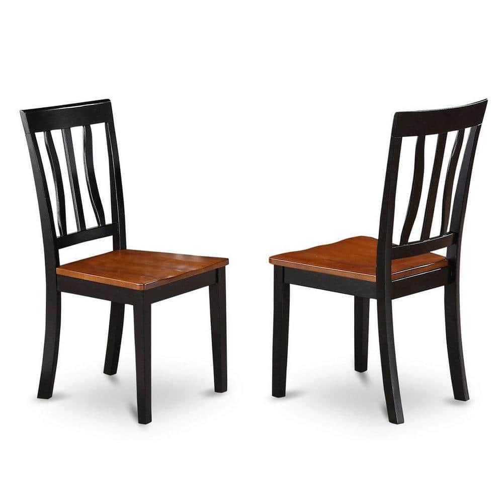 East West Furniture Avon 7-piece Dining Set with Wood Seat in Black/Cherry