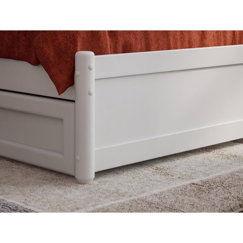 AFI Furnishings AFI Barcelona Full Solid Wood Panel Platform Bed with Twin Trundle in White