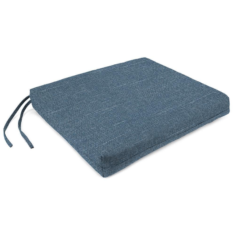 Jordan Manufacturing 17" x 19" Tory Denim Blue Crosshatch Rectangular Outdoor Chair Pad Seat Cushion with Ties