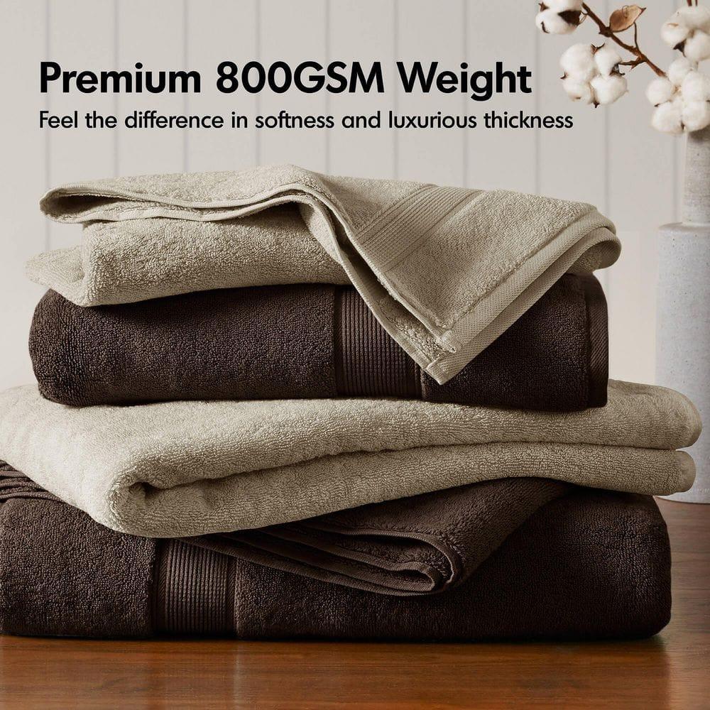 8pc Cotton Bath Towel Set Brown: Madison Park, Heavyweight Terry, OEKO-TEX Certified
