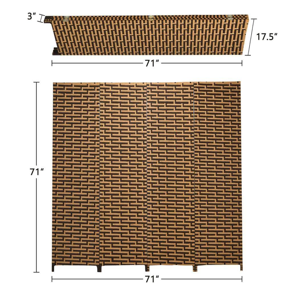 Costway 4 Panel  Fiber Privacy Partition Screen Folding Room Divider Weave  6FT Tall