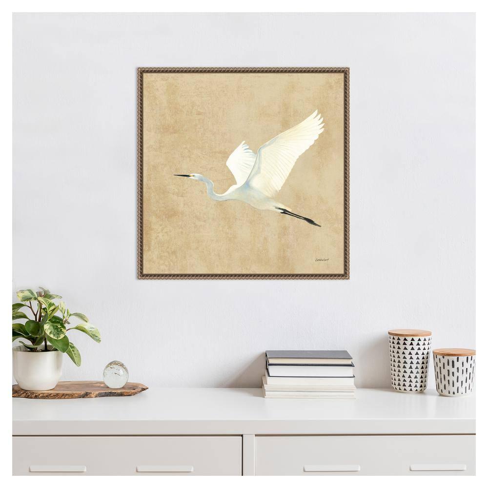 Amanti Art Egret Alighting II by Kathrine Lovell Canvas Wall Art Print Framed 22 x 22-in.