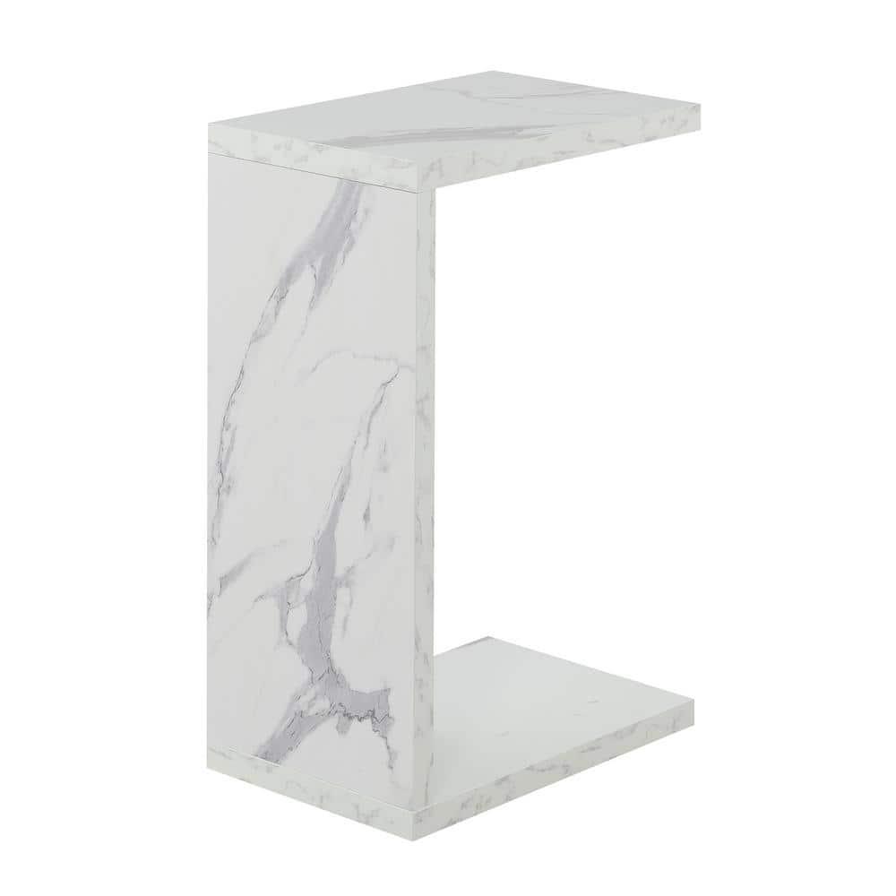 Convenience Concepts Northfield Admiral C End Table, White Faux Marble