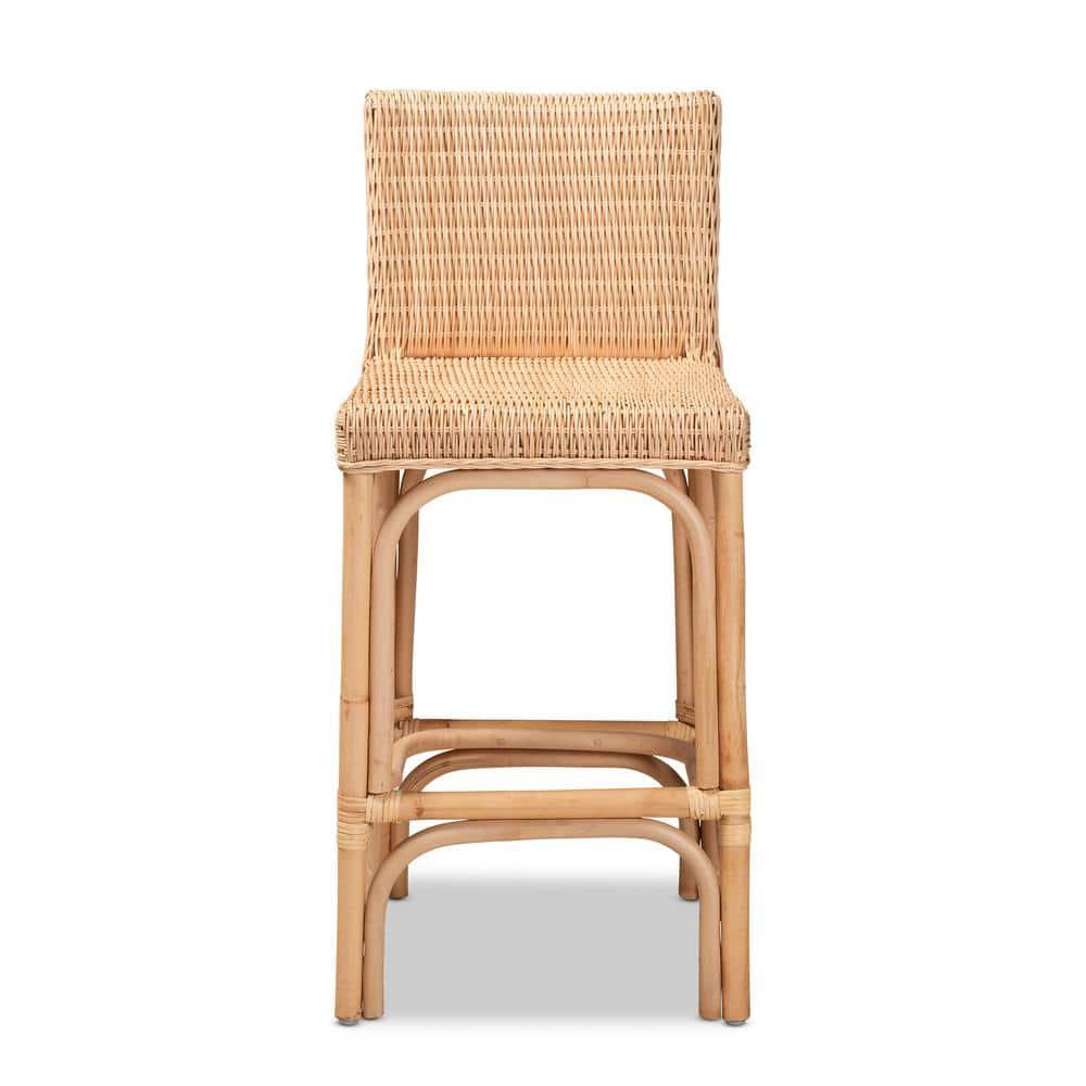 Athena Natural Rattan Counter Stool with Footrests