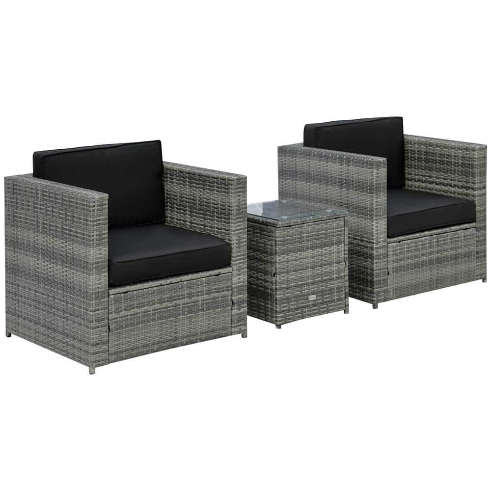 Outsunny 3 Piece Rattan Seating Group