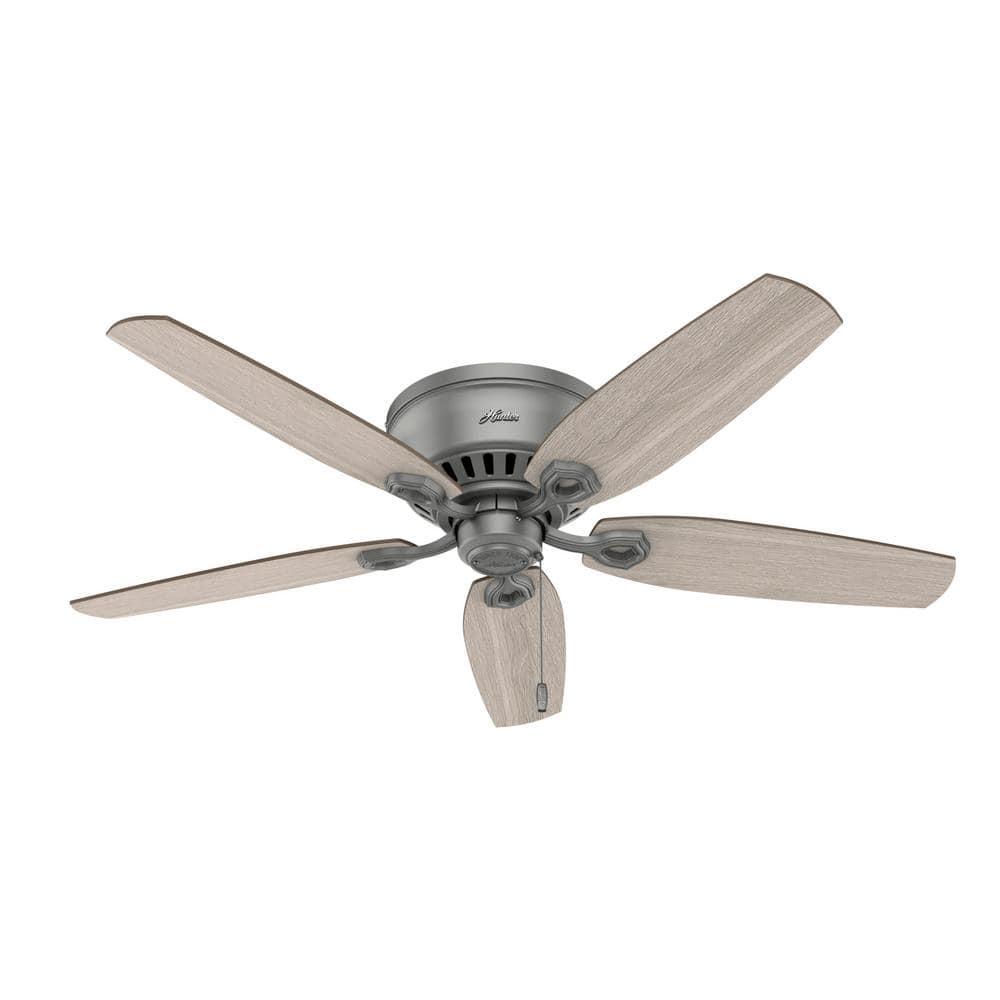 Builder Low Profile 52" 5 - Blade Flush Mount Ceiling Fan with Lights and Pull Chains