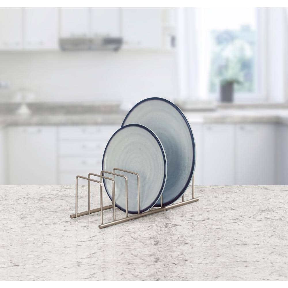 Spectrum Diversified Euro Steel Kitchen Lid and Dish Rack Holder Organizer, Satin Nickel