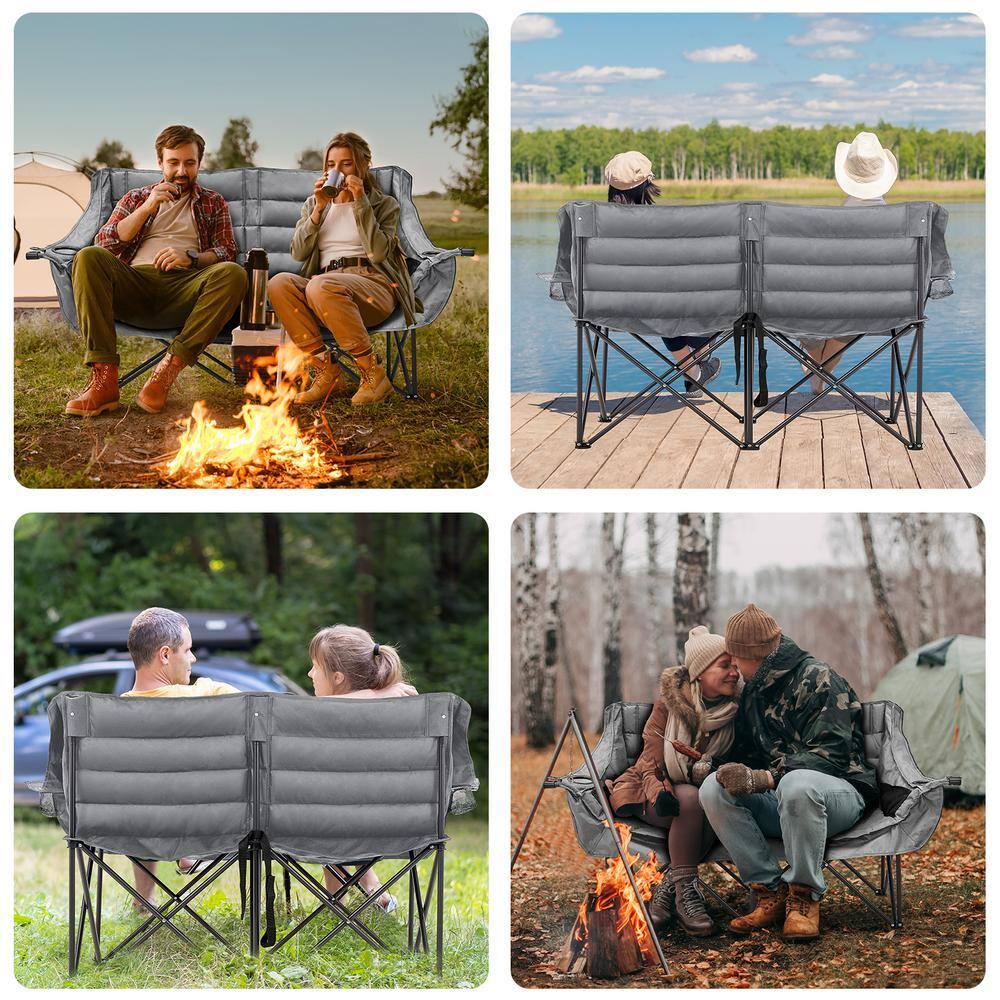 XXXL Oversized 2 Person Fully Padded Camping Chair Heavy Duty Portable Folding Lawn Chair Patio Chair 990 lbs. Capacity
