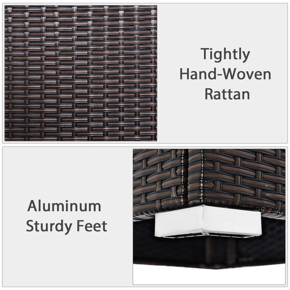 Costway 2PCS Patio Rattan Armless Sofa Sectional Furniture Conversation W/Black Cushion