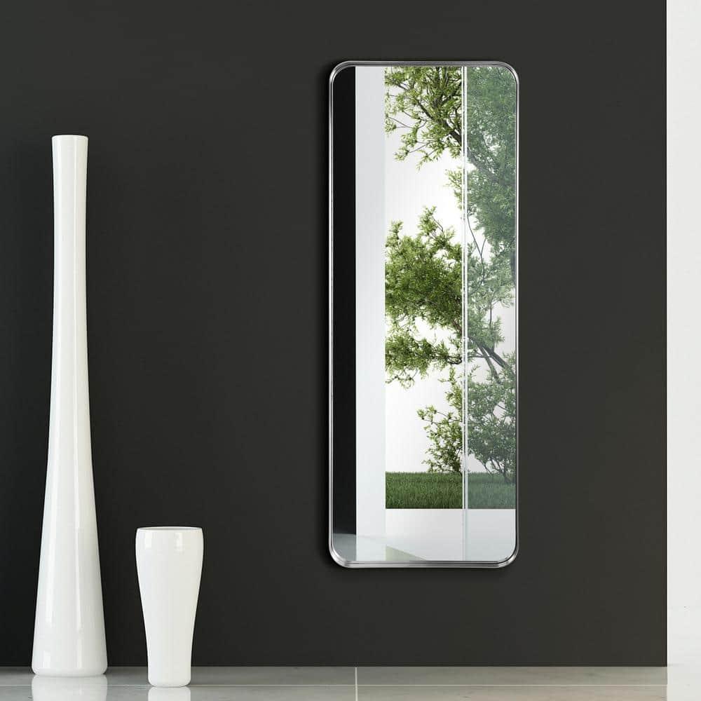 Empire Art Direct Ultra Brushed Silver Stainless Steel Frame Rectangle Wall Mirror, 18" x 48" x 2", Ready to Hang