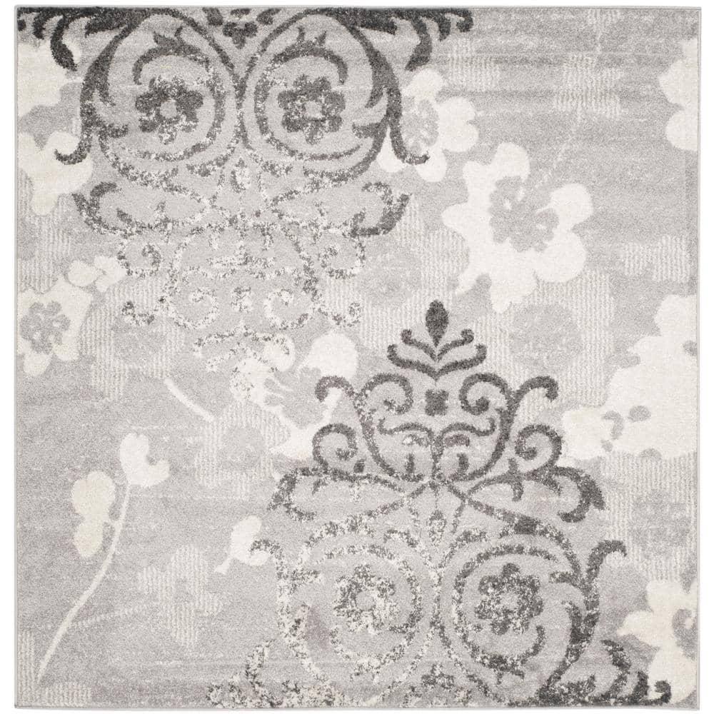 Adirondack ADR114 Machine Made Indoor Area Rug - Silver/Ivory - 6'x6' - Safavieh