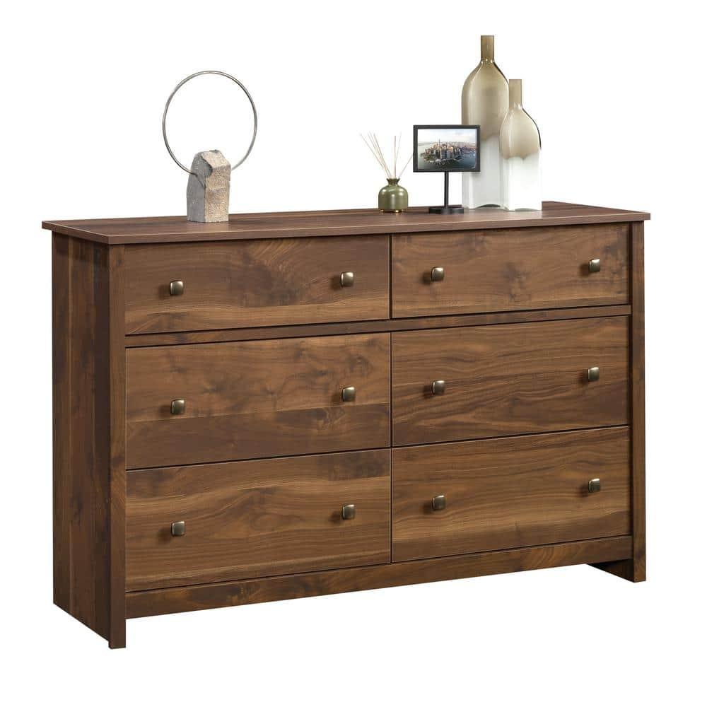 River Ranch 6 Drawer Dresser Grand Walnut - Sauder: Spacious Storage, Modern Style