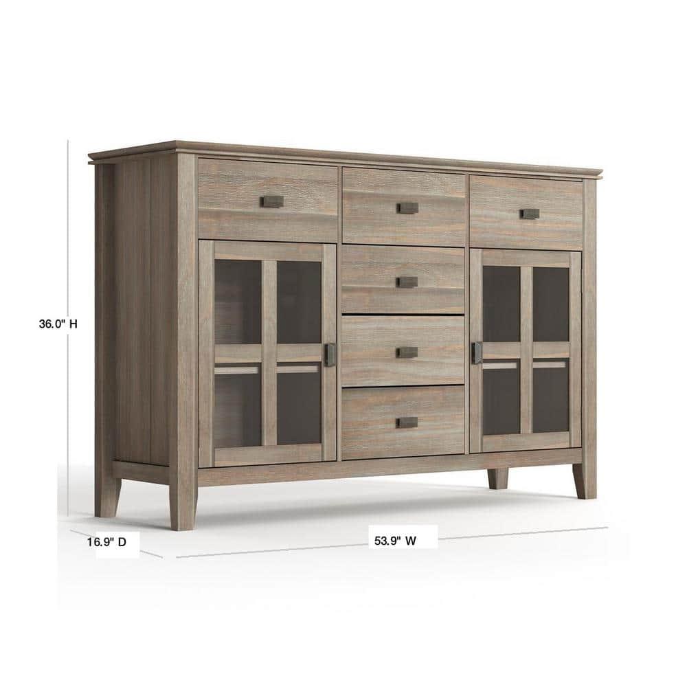 Simpli Home Artisan Solid Wood Sideboard Buffet In Distressed Grey