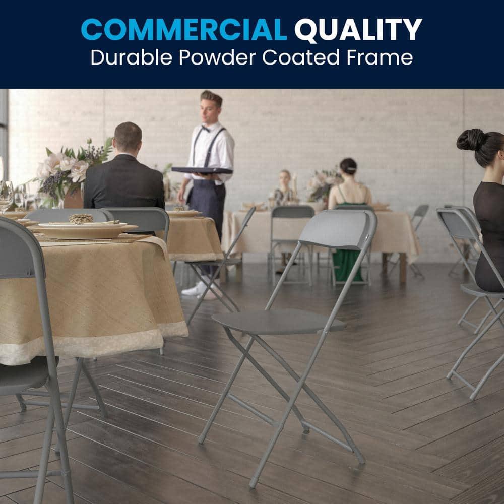GARTOOO 10 Pack Plastic Folding Chair, Stackable Steel Frame Chairs,Portable Commercial Chair for Home, Office, Wedding, 550lbs Weight Capacity