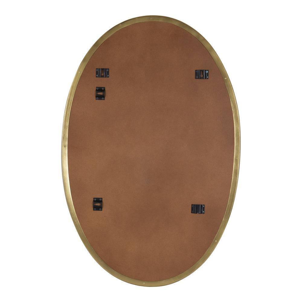 Kate and Laurel Rollo Midcentury Oval Metal Framed Mirror, 20 x 30, Gold, Decorative Modern Mirror Decor for Wall