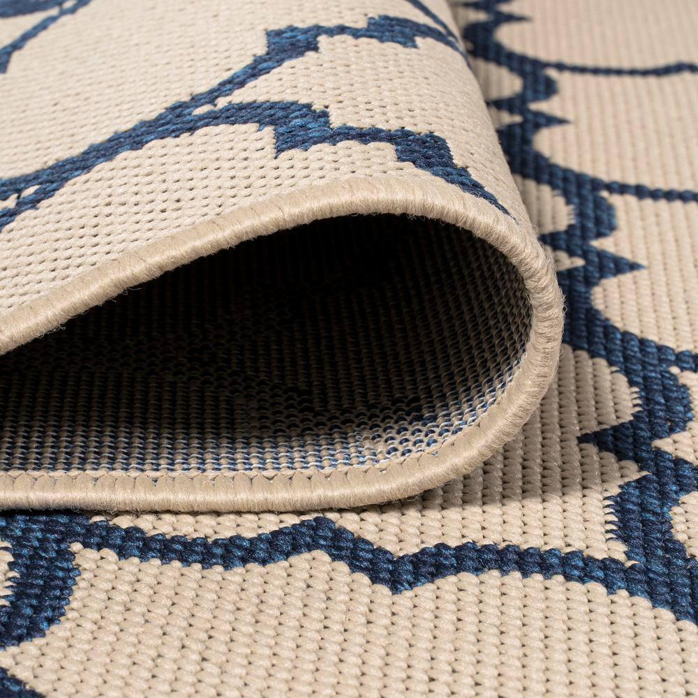 JONATHAN Y SMB122A-3 Arabesque Ogee Trellis Beige/Navy 3 ft. x 5 ft. Indoor/Outdoor Area Rug, Bohemian Casual, Pet Friendly, Stain Resistant, Easy to Clean, for Patio, Living Room; Kitchen, Bedroom