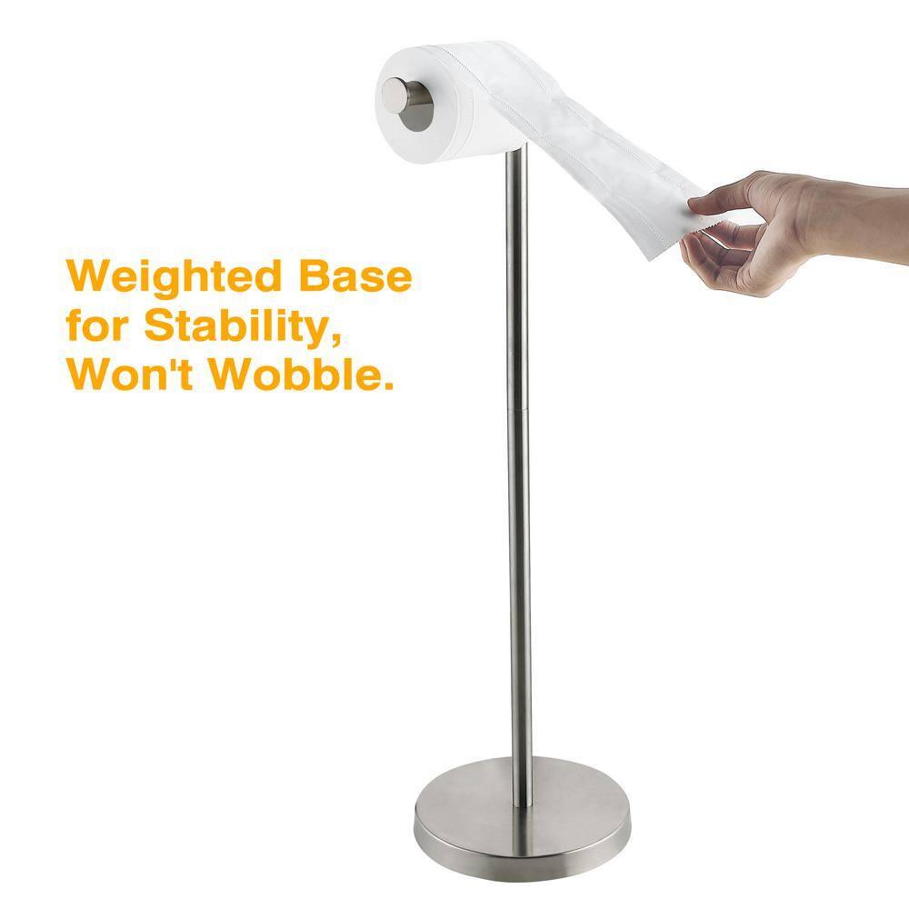 BGL Freestanding Toilet Paper Holder - Brushed Nickel, Reserve Storage for Paper Rolls