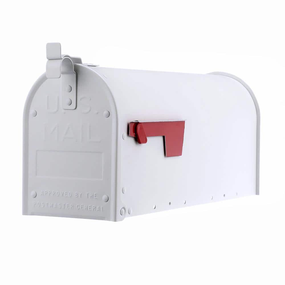 Medium White Aluminum Post Mount Mailbox