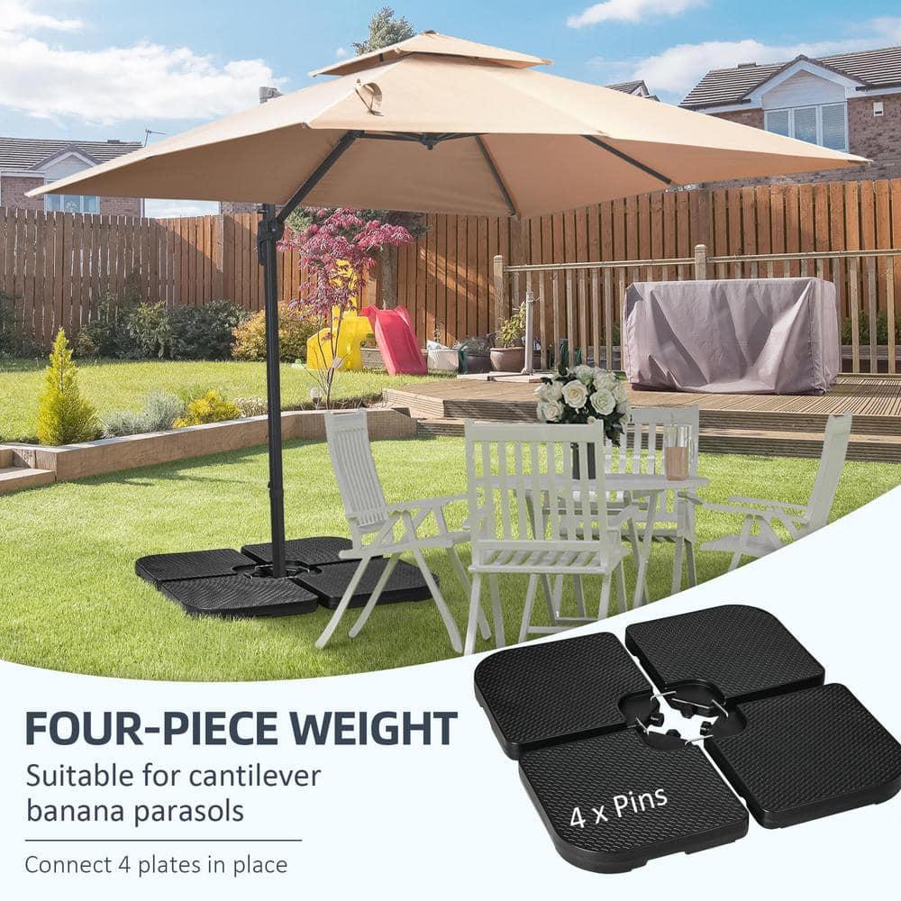 Outsunny 175 lb Black Plastic Patio Umbrella Base, Waterproof(4 Count)